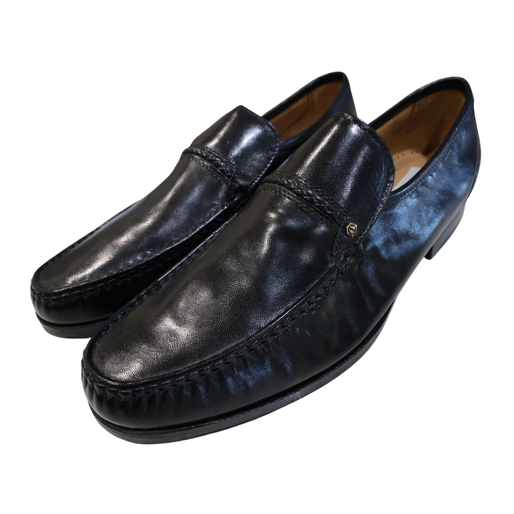 David Taylor Garfield Loafers Mens 13 Black Leather Slip On Dress Shoes Classic